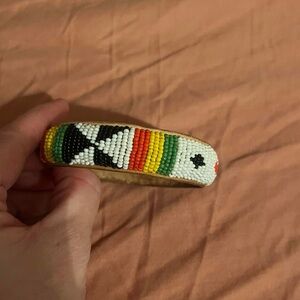 Colorful Beaded Leather Bracelet.